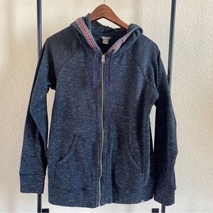 Eddie Bauer Zip Up Hoodie Embroidered Trim Size Medium EUC